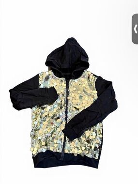 Kids Black Hoodie with Gold Sequin Front